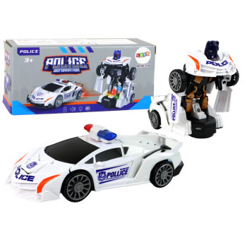 Samochód-Robot Policja Biały 2w1 Transformacja