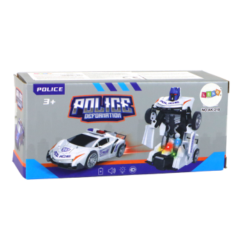Samochód-Robot Policja Biały 2w1 Transformacja