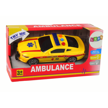 Sportowe Auto Ambulans Światła Dźwięk Żółty Napęd