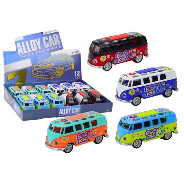Camper Bus 1:32 Metalowy Światła Dźwięki Napęd Otwierane Drzwi