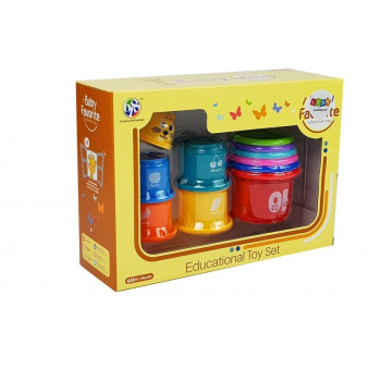 Piramidka Kubeczki dla Niemowlaka z Kotkiem Wzory