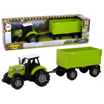Traktor Rolniczy z Przyczepą Światłą Dźwięki Zielony
