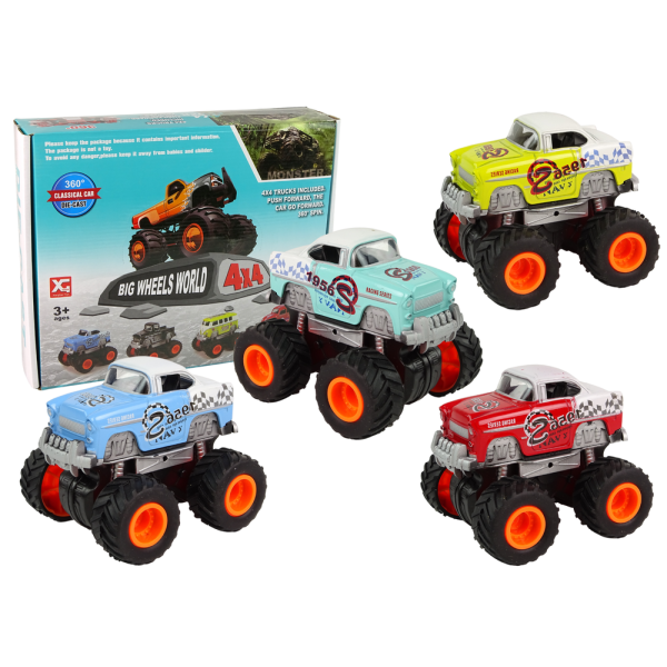 Auto 4x4 Klasyczny Model Na Dużych Kołach 4 Kolory