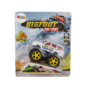 Auto Resorak Z Naciągiem Monster Truck Big Foot Gumowe Opony Rampa