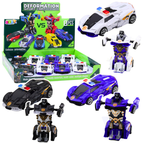 Auto Robot 2w1 Sportowy Samochód Policyjny Napęd Mix