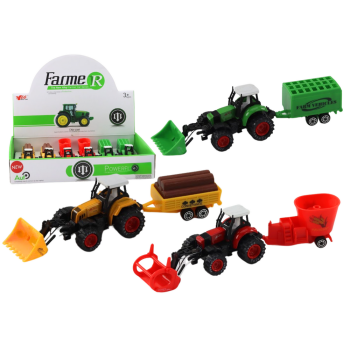 Traktor Z Przyczepą Koparka Spychacz Maszyna Żółty Zielony Czerwony