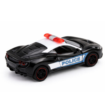 Autko Sportowe Policyjne Samochód Z Napędem Metalowy Pull-Back Czarny 1:43