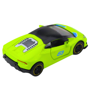 Samochód Sportowy Napęd Pull Back Metalowy Neonowy Zielony 1:43