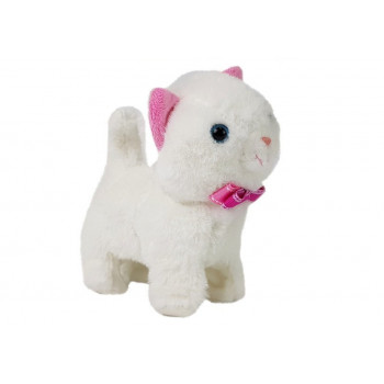 Interaktywny Kot na Baterie Biały Chodzi i Śpiewa Dźwięk