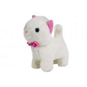 Interaktywny Kot na Baterie Biały Chodzi i Śpiewa Dźwięk