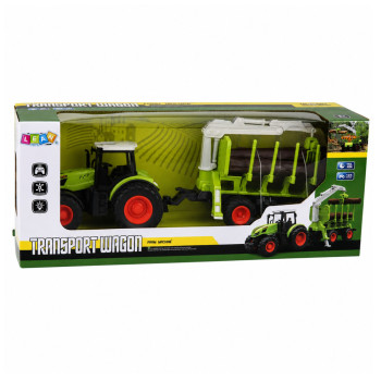 Traktor Zdalnie Sterowany RC z Przyczepą Leśną i Chwytakiem Do Drewna 1:24
