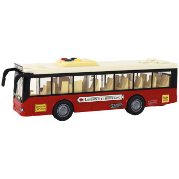 Autobus Na Baterie Światła Dźwięki Czerwony Miejski  1:16