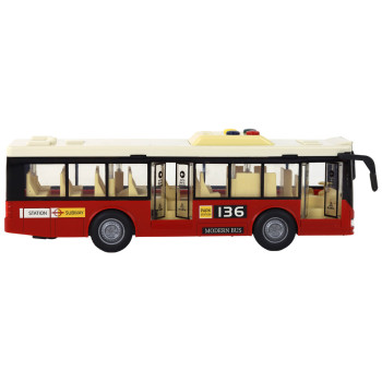 Autobus Na Baterie Światła Dźwięki Czerwony Miejski  1:16