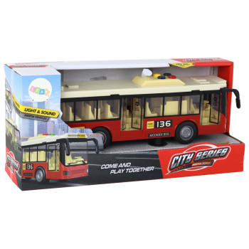Autobus Na Baterie Światła Dźwięki Czerwony Miejski  1:16