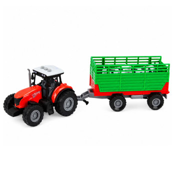 Traktor z Przyczepą Do Transportu Zwierząt Figurki Krów Światła Dźwięki 4 el.