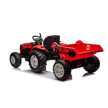 Traktor Na Akumulator HC-306 Czerwony Z Przyczepą 24V