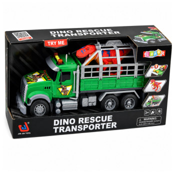Ciężarówka Transporter Z Klatką Figurka Dinozaur T-Rex Światła Dźwięki 1:12