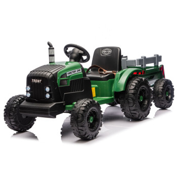 Traktor Na Akumulator CH9959B Z Przyczepą Ciemno Zielony 24V