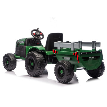 Traktor Na Akumulator CH9959B Z Przyczepą Ciemno Zielony 24V