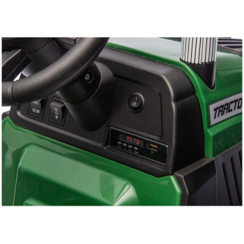 Traktor Na Akumulator CH9959B Z Przyczepą Ciemno Zielony 24V
