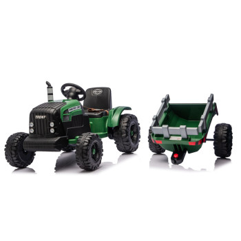Traktor Na Akumulator CH9959B Z Przyczepą Ciemno Zielony 24V