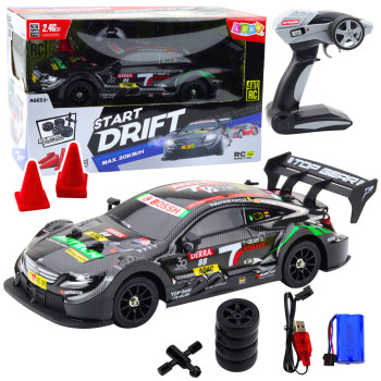 Samochód Wyścigowy Auto Do Driftu RC Czarny Karbon 30km/h 1:16