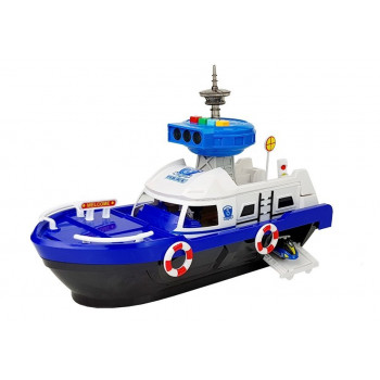 Łódź Transportowa Policyjna z Autkami, z dźwiękiem i światłami