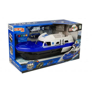 Łódź Transportowa Policyjna z Autkami, z dźwiękiem i światłami