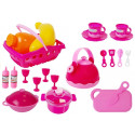 Duży Zestaw Naczyń w Torbie 31 Elementów Różowe