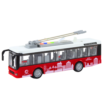 Trolejbus Autobus 1:16 Światła Dźwięki Napęd Biało-Czerwony