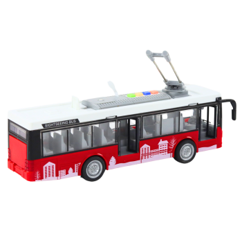Trolejbus Autobus 1:16 Światła Dźwięki Napęd Biało-Czerwony