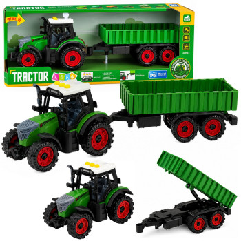 Traktor Farmerski z Przyczepą Rolniczą Napęd Frykcyjny Światła Dźwięk 35cm