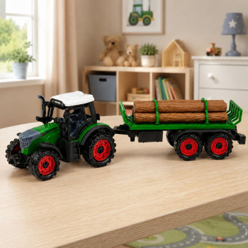 Traktor Farmerski Rolniczy z Przyczepą Na Drzewo Napęd Frykcyjny Bale 35cm