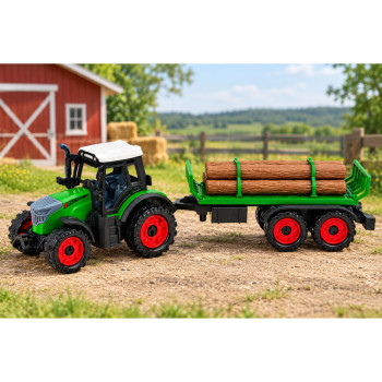 Traktor Farmerski Rolniczy z Przyczepą Na Drzewo Napęd Frykcyjny Bale 35cm
