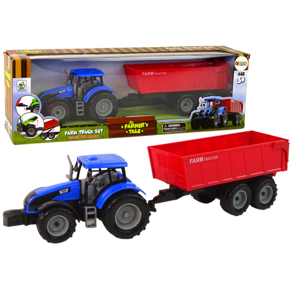 Traktor z Przyczepą Pojazd Rolniczy Farma Niebieski
