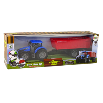Traktor z Przyczepą Pojazd Rolniczy Farma Niebieski