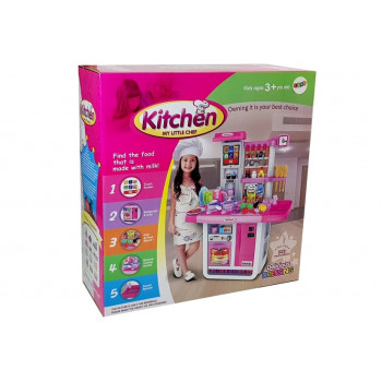 Kuchnia Różowa z Wodą Garnki Artykuły Spożywcze Dźwięk