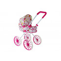 Wózek dla Lalek Głęboki Retro Duże Koła w Kwiatki