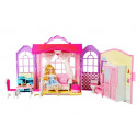Rozkładany Domek dla Lalek Lalka Blondynka z Akcesoriami Kuchnia Toaleta Sypialnia w Walizce