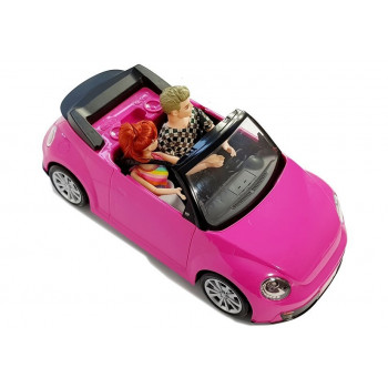 Lalki z Samochodem Auto Coupe Dźwięk i Światła 43 cm Różowy