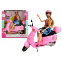 Lalka ze Skuterem Różowym Kask Akcesoria