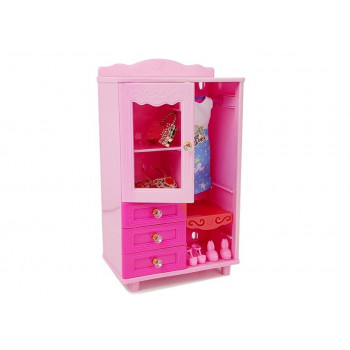 Lalka + Meble Zestaw Łóżko Szafa Toaletka