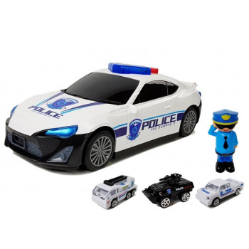 Auto Policyjne Schowek Garaż  2w1 Policjant Małe Autka Dźwięk Światła