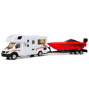 Camper z Czerwoną Motorówką i Napędem Frykcyjnym 1:48