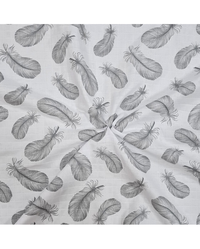 Pielucha, pieluszka, otulacz muślinowy 120x120 cm SZARE PIÓRKA