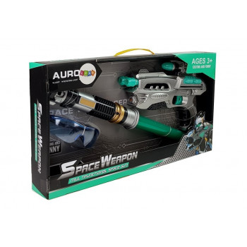 Zestaw Kosmiczny Miecz Świetlny Pistolet Okulary Ochronne