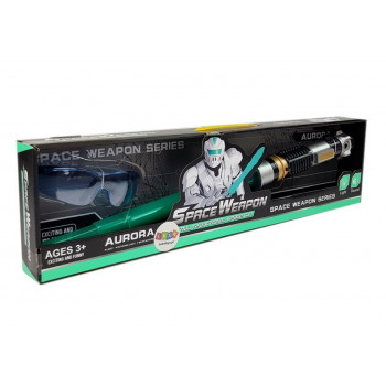 Zabawki Kosmiczne Miecz Świetlny Turkusowy Okulary Ochronne Dźwięk