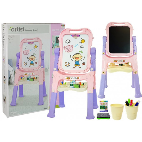 Tablica Magnetyczna Kredowa 2 w 1  Różowo Fioletowa  Akcesoria