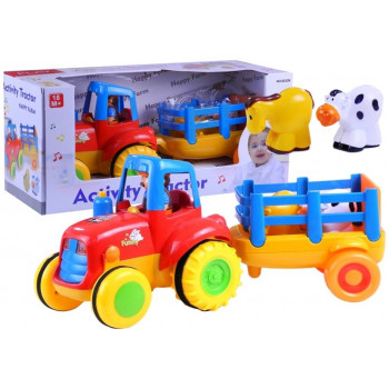 Traktor Przyczepa Zwierzątka Gra Świeci Odgłosy