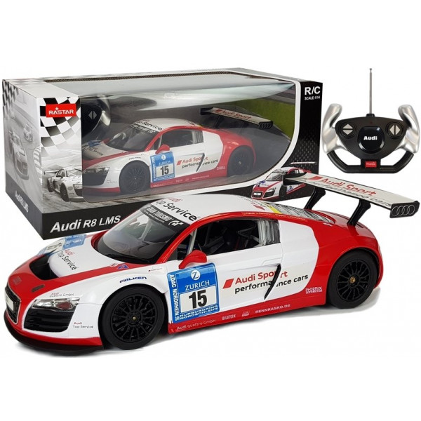 Auto R/C Audi R8 LMS Rastar 1:14 Biało-Czerwone
